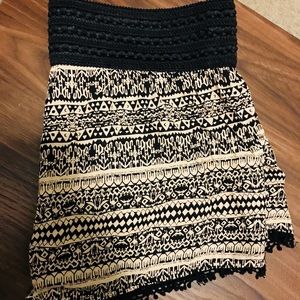 Black Boho Elastic Band Shorts